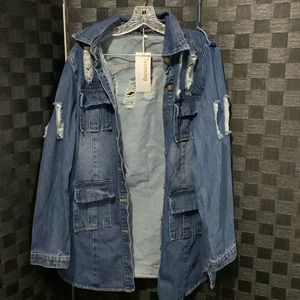 Tanming Denim Distressed Jacket (Button up)/ Unisex/ Size L